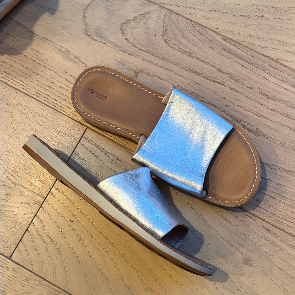 OluKai Silver Slide Sandals 8